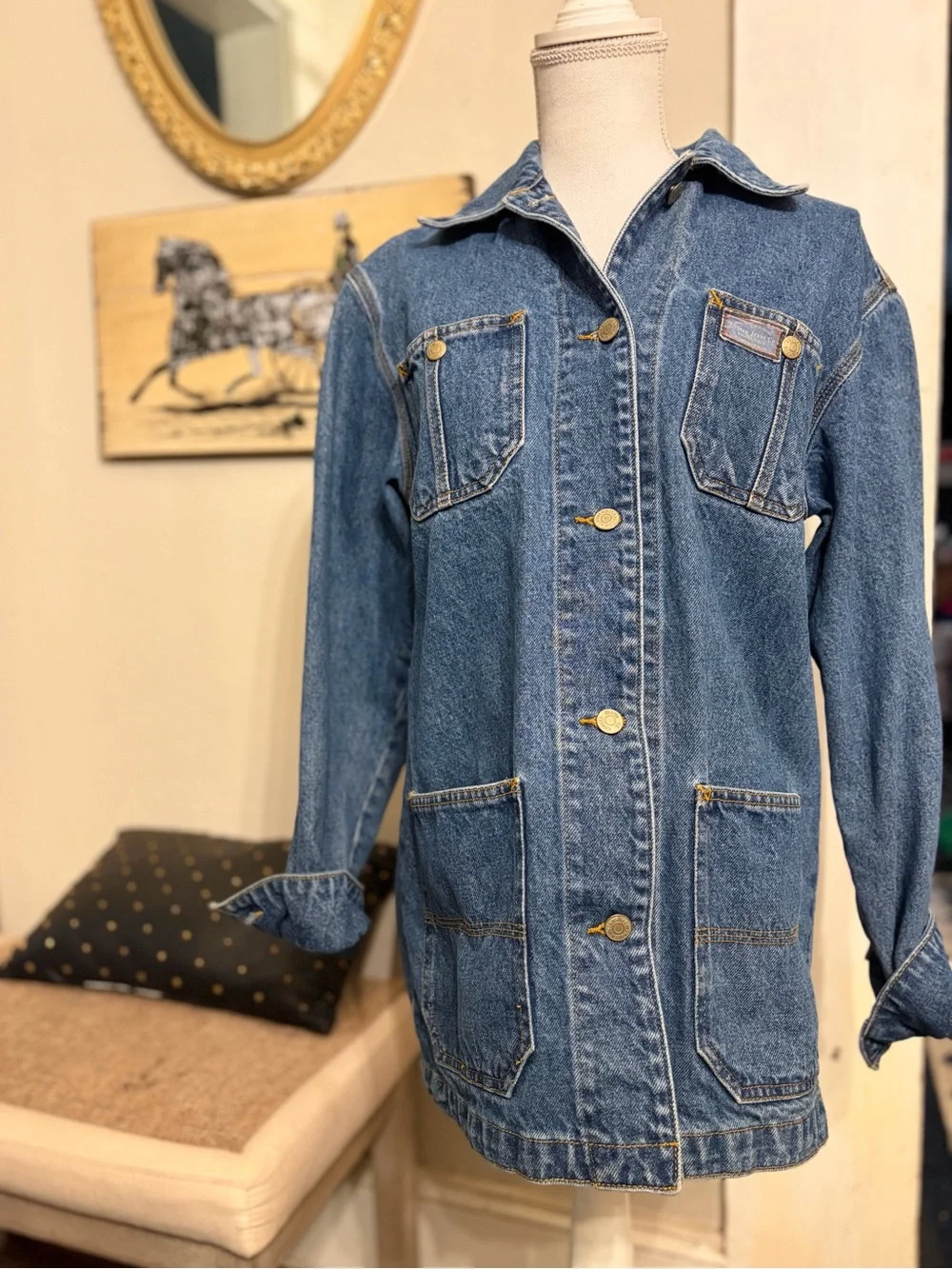 Vintage 90s Lauren Jeans Co. Ralph Lauren denim chore barn jacket - Picture 1 of 11
